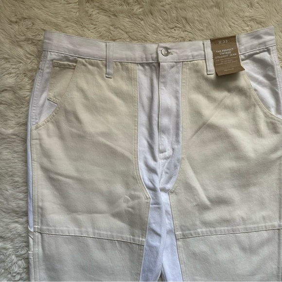 Madewell Jeans The '90s Straight: Two-Tone Workwear Edition White 33 NWT New - Picture 6 of 13